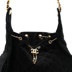 Suede Quilted Medium Chanel 25 Handbag Black