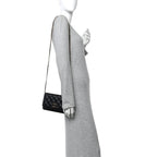 Lambskin Quilted Twisted CC Wallet On Chain WOC Black