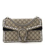 GG Supreme Monogram Crystal Small Dionysus Shoulder Bag Black