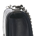 Goatskin Quilted Patent Medium Duo Boy Flap Dark Blue