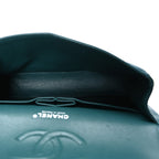 Caviar Quilted Medium Double Flap Dark Turquoise