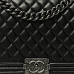 Calfskin Quilted Medium Boy Flap Black