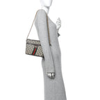 GG Supreme Monogram Web Ophidia Chain Shoulder Bag Brown