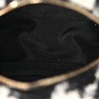 Wool Tweed Lambskin Quilted Chanel 19 Round Clutch With Chain and Coin Purse Black White