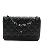 Caviar Quilted Wallet on Chain WOC Black