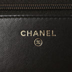 Lambskin Quilted Trendy CC Wallet On Chain WOC Dark Brown