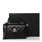 Lambskin Quilted Small Trendy CC Dual Handle Flap Bag Black