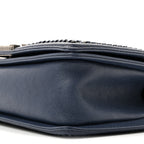Lambskin Quilted Medium Top Handle Boy Flap Blue