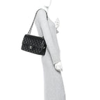 Patent Quilted Jumbo Double Flap Black