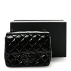 Patent Calfskin Quilted Mini Square Flap So Black
