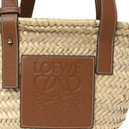 Raffia Small Basket Tote Bag Natural Tan