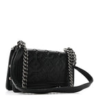 Calfskin Crystal Embossed Medium Boy Flap Black
