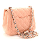 Lambskin Quilted Mini Square Flap Light Pink