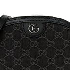 Denim Cuoio Harness GG Monogram Small Ophidia Dome Shoulder Bag Black Medium Grey
