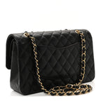 Caviar Quilted Medium Double Flap Black