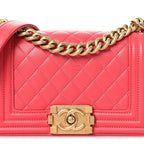 Caviar Quilted Small Boy Flap Pink