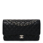 Caviar Quilted Medium Double Flap Black