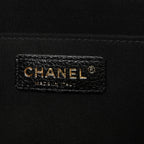 Grained Calfskin Quilted XXL Travel Flap Bag Black