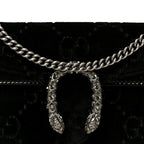 Velvet Skipper Crystal GG Monogram Super Mini Dionysus Shoulder Bag Black