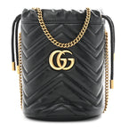 Calfskin Matelasse Mini GG Marmont 2.0 Bucket Bag Black