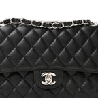 Caviar Quilted Medium Double Flap Black