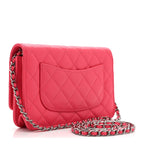 Caviar Quilted Wallet on Chain WOC Dark Pink