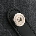 GG Supreme Monogram Textured Dollar Calfskin Retro Interlocking G Flap Messenger Bag Black