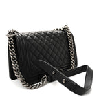 Calfskin Quilted Medium Boy Flap Black