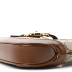 GG Supreme Monogram Azalea Calfskin Web Mini Jackie 1961 Hobo Beige Ebony Brown Sugar