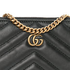 Calfskin Matelasse Mini GG Marmont Chain Bag Black