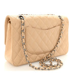 Caviar Quilted Medium Double Flap Beige Clair