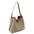 GG Icon Monogram Padlock Shoulder Bag Beige Dark Brown