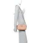 Calfskin Matelasse Monochrome Small GG Marmont Chain Shoulder Bag Camelia