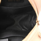 Caviar Quilted Round Filigree Crossbody Beige Black