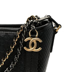 Snakeskin Patent Calfskin Small Gabrielle Hobo Black