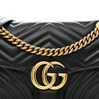 Calfskin Matelasse Small GG Marmont Shoulder Bag Black