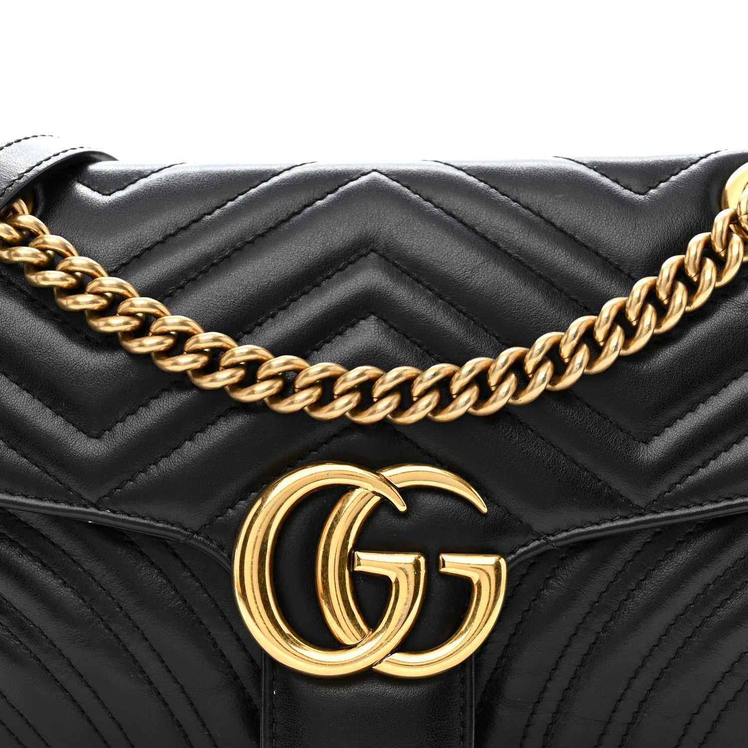Calfskin Matelasse Small GG Marmont Shoulder Bag Black