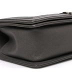 Caviar Quilted Medium Boy Flap Dark Grey