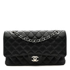 Caviar Quilted Medium Double Flap Black