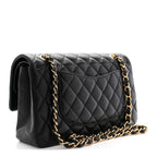 Lambskin Quilted Medium Double Flap Black