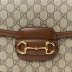 GG Supreme Monogram Azalea Calfskin Horsebit 1955 Shoulder Bag Beige Brown Sugar
