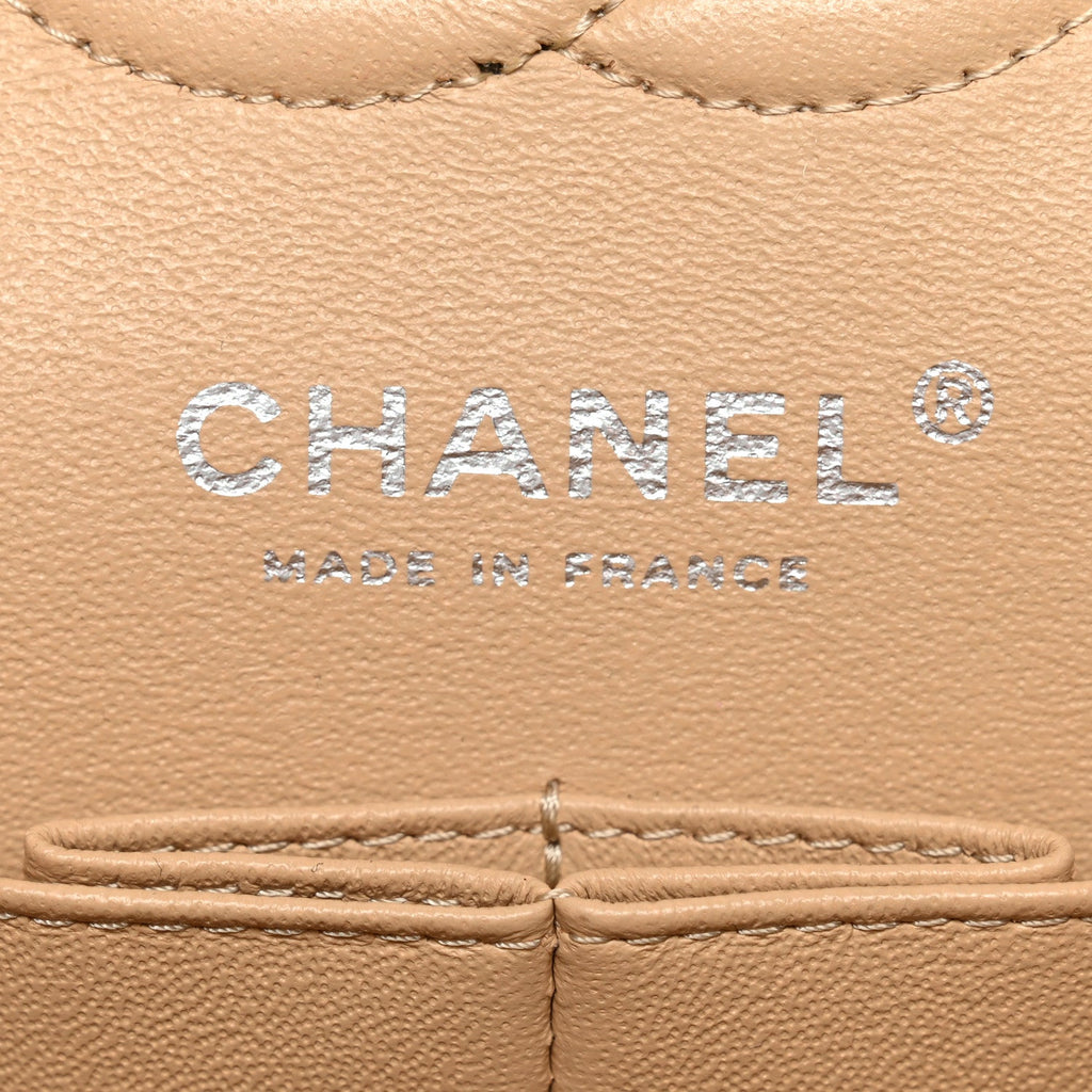 Caviar Quilted Small Double Flap Beige