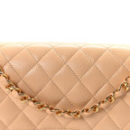 Caviar Quilted Medium Double Flap Beige