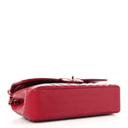 Caviar Chevron Quilted Medium Double Flap Red