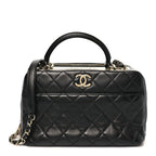 Lambskin Quilted Medium Trendy CC Bowling Bag Black