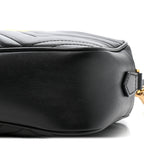 Calfskin Matelasse Small GG Marmont Chain Shoulder Bag Black