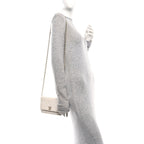 Caviar Quilted Perforated Metal CC Wallet On Chain WOC White
