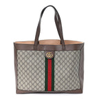 GG Supreme Monogram Web Ophidia Tote Brown