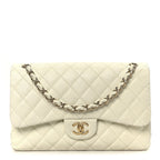 Caviar Quilted Jumbo Double Flap White