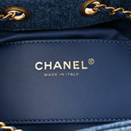 Washed Denim Quilted Mini Chanel 25 Handbag Blue